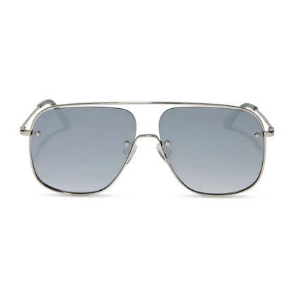 CYNTHIA - SILVER + ALPINE TEMPLE TIPS + GREY GRADIENT WITH SILVER FLASH + POLARIZED SUNGLASSES