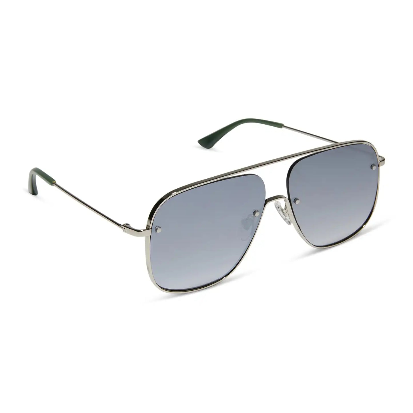 CYNTHIA - SILVER + ALPINE TEMPLE TIPS + GREY GRADIENT WITH SILVER FLASH + POLARIZED SUNGLASSES